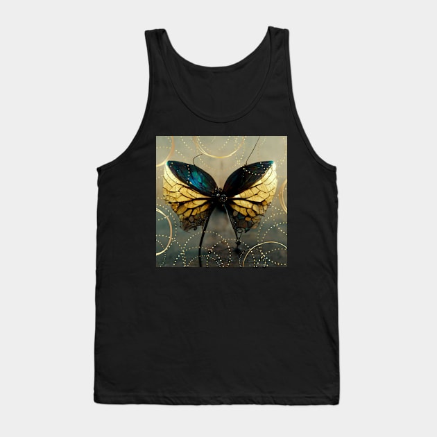 Gold and Green Butterfly Bow Tank Top by mw1designsart